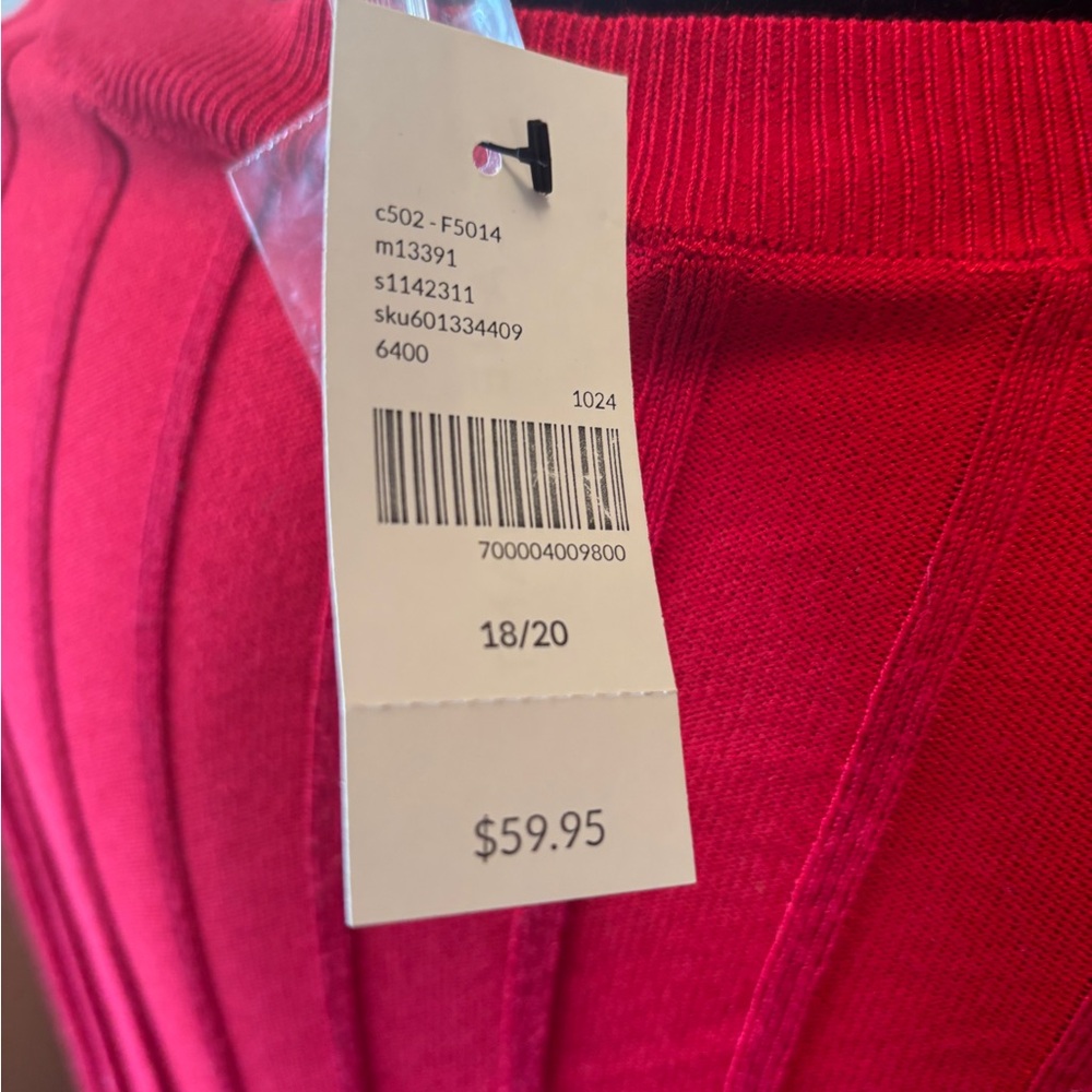 Red Ribbed Sweater with Button Detail - Picture 4 of 5